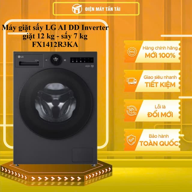 (HCM) - FX1412R3KA / FV1412H3BA  - Máy giặt sấy LG AI DD Inverter giặt 12 kg - sấy 7 kg - Ảnh 4