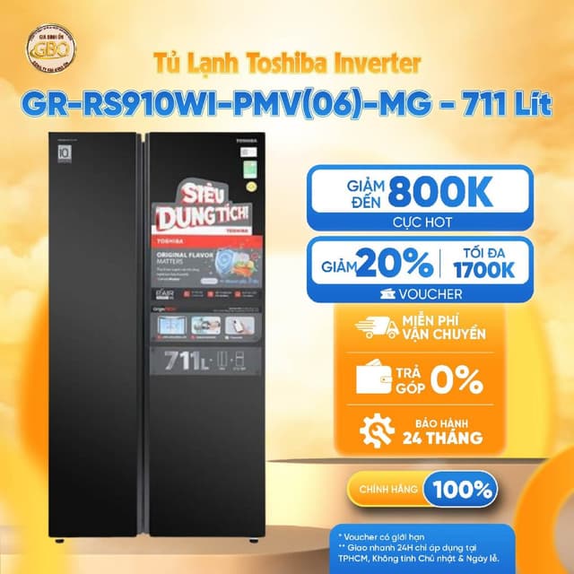 GR-RS910WI-PMV(06)-MG - Tủ Lạnh Toshiba Inverter 711 Lít Side By Side - Ảnh 2