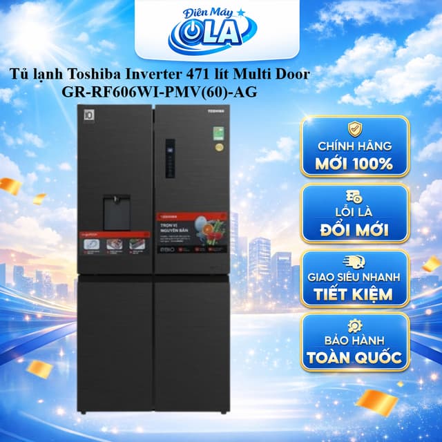 (HCM) - GR-RF606WI-PMV(60)-AG - Tủ lạnh Toshiba Inverter 471 lít Multi Door - lấy nước ngoài - Ảnh 3