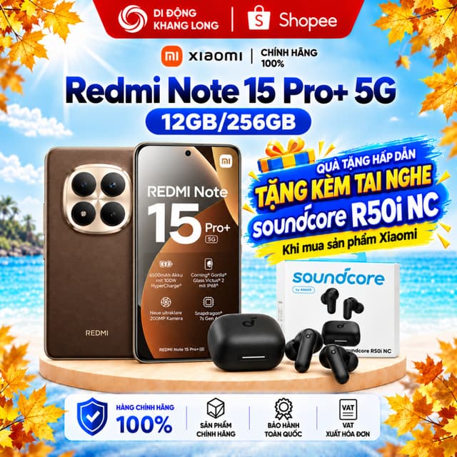Điện thoại Xiaomi Redmi Note 15 Pro+ 5G 12GB/256GB - Tặng kèm tai nghe không dây Soundcore R50i NC - Ảnh 11