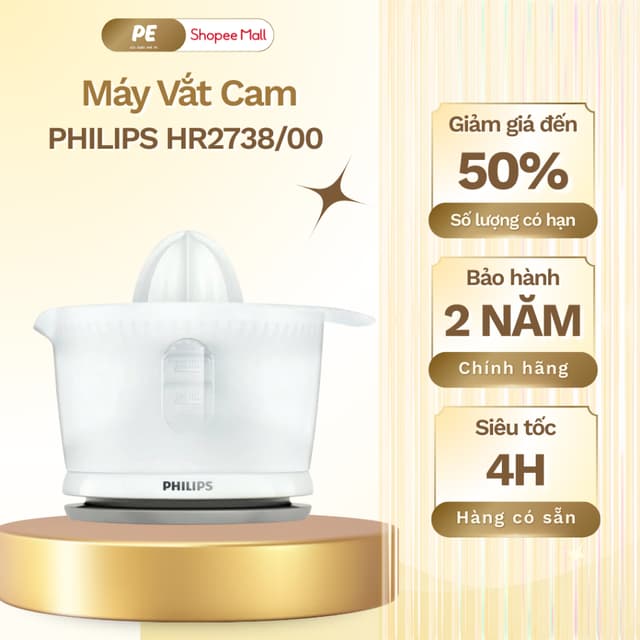 Máy Vắt Cam PHILIPS HR2738/00 | 25W - 500ml | Hàng Chính Hãng, Bảo Hành 2 Năm - Ảnh 2