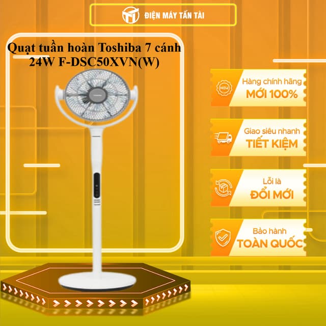 F-DSC50XVN(W) - Quạt tuần hoàn Toshiba 7 cánh 24W F-DSC50XVN(W) -GIAO TOÀN QUỐC - Ảnh 4