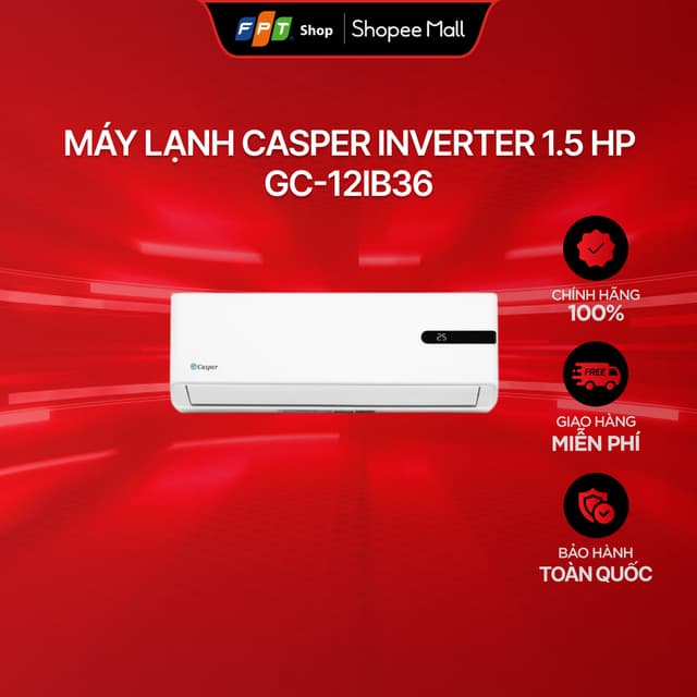 [Miễn phí giao hàng - Không lắp đặt] Máy Lạnh Casper Inverter 1.5 HP GC-12IB36 - Ảnh 2