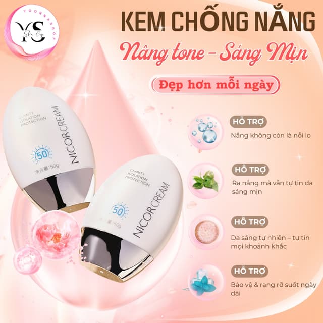 Kem chống nắng trắng da chống nước NICOR 50g bảo vệ da với SPF 50+ PA++++ giúp da sáng rạng rỡ A216 - Ảnh 10