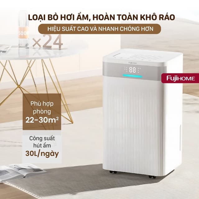 Máy hút ẩm kèm lọc không khí 40M2 FUJIHOME DH30NW kết nối WIFI điều khiển App, lọc không khí Ion đèn báo độ ẩm - Ảnh 7