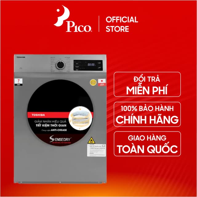 [GIAO TOÀN QUỐC - KHÔNG LẮP ĐẶT] Máy sấy thông hơi 7 kg Toshiba TD-H80SEV(SK) - Bảo hành chính hãng toàn quốc - Ảnh 2