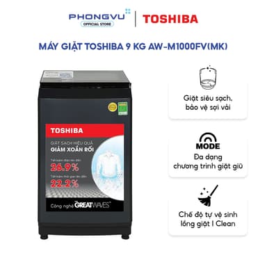 So sánh giá Máy giặt Toshiba 9 kg AW-M1000FV(MK) - Lồng đứng, Bền bỉ, Tiết kiệm điện, Phù hợp gia đình 3-5 người rẻ nhất?