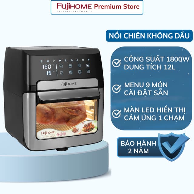 Nồi chiên không dầu FUJIHOME A12DB, dung tích 12 lít, đa chức năng, công suất mạnh 1800w, cảm ứng - Ảnh 10