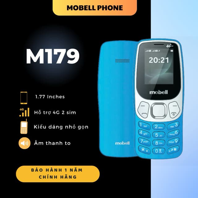 Điện Thoại Phổ Thông Mobell M179 4G Chính Hãng Siêu Bền 2 SIM Dành Cho Người Cao Tuổi Bảo Hành 1 Năm - Ảnh 1