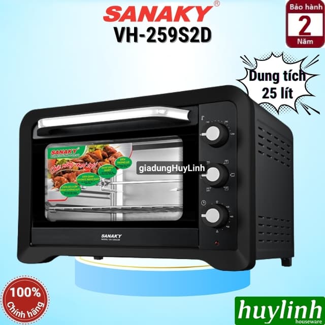 Lò nướng thùng Sanaky VH259S2D - Dung tích 25 lít - 6 chức năng nướng - VH-259S2D - Màu đen - Ảnh 11