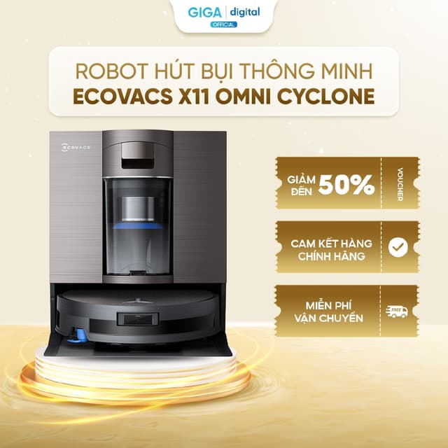 Robot hút bụi lau nhà Ecovacs DEEBOT X11 OmniCyclone - Lực hút tối đa 19.500Pa - AI Stain Detection 2.0 - ZeroTangle 3.0 - Ảnh 7