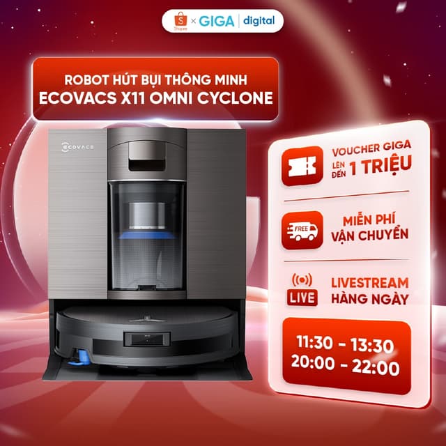 Robot hút bụi lau nhà Ecovacs DEEBOT X11 OmniCyclone - Lực hút tối đa 19.500Pa - AI Stain Detection 2.0 - ZeroTangle 3.0 - Ảnh 12
