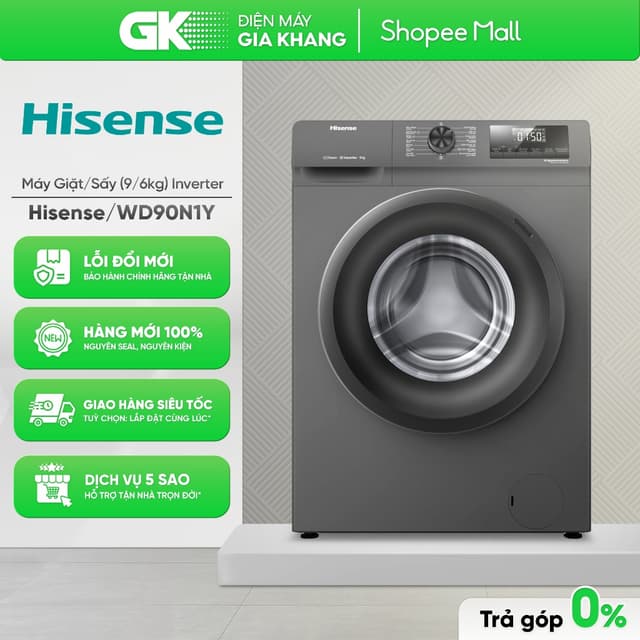 WD90N1Y - Máy Giặt Sấy Hisense Inverter Giặt 9 Kg - Sấy 6 Kg Inverter [Toàn Quốc] - Ảnh 4