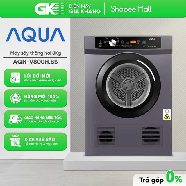 AQH-V800H(SS) - Máy Sấy Thông Hơi AQUA 8 Kg AQH-V800H(SS) [Toàn Quốc] - Ảnh 8