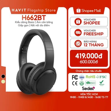 So sánh giá Tai nghe Bluetooth Headphone Havit H662BT Pin 20 tiếng | Kiểu Dáng Basic | BT 5.3 rẻ nhất?