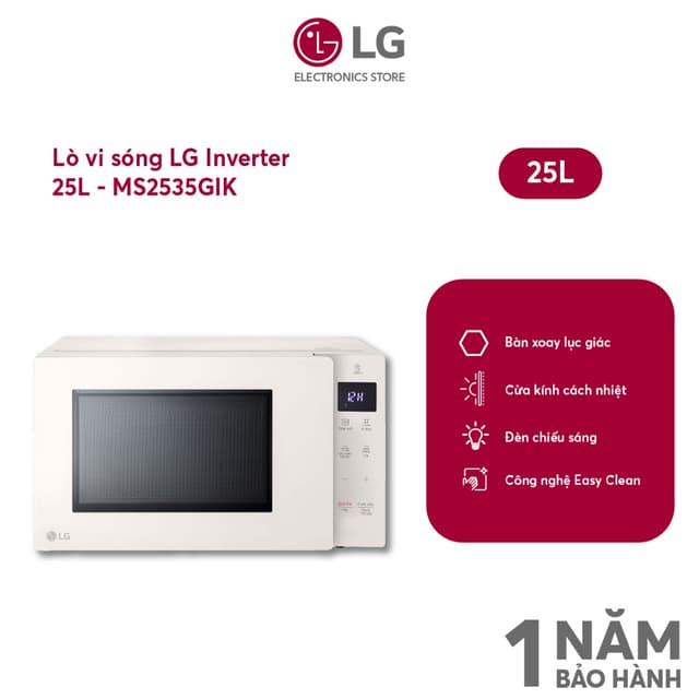 Lò vi sóng LG Neochef Smart Inverter 25 lít MS2535GIK 1000W - Ảnh 5
