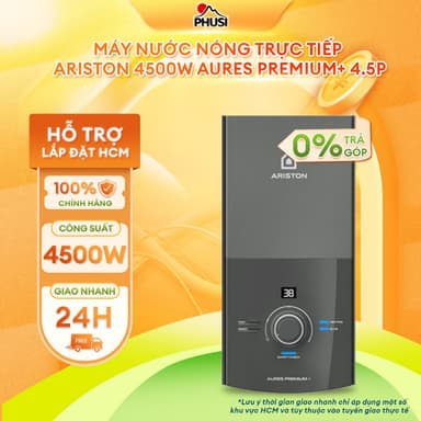 So sánh giá AURES PREMIUM+ 4.5P Máy nước nóng trực tiếp Ariston 4500W, có bơm trợ lực - BH Chính Hãng rẻ nhất?