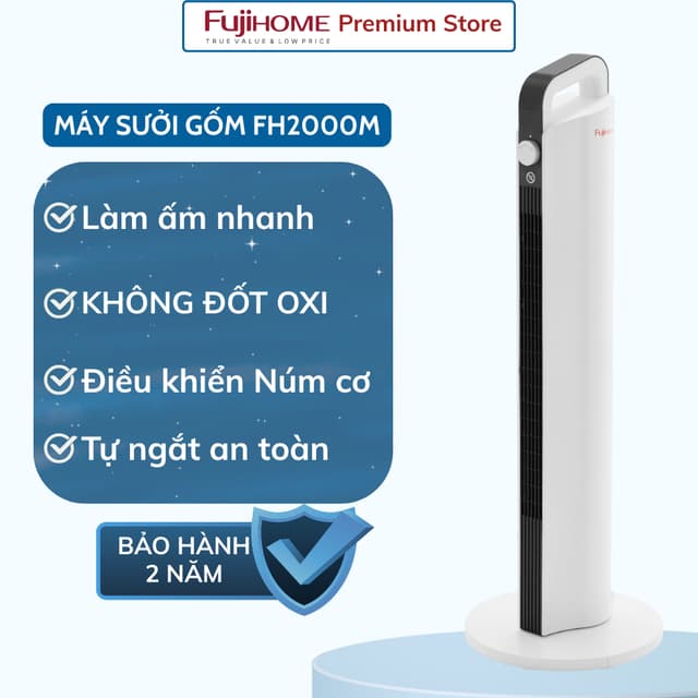 Quạt sưởi gốm Ceramic nhập khẩu FUJIHOME FH2000M Điều khiển cơ - Làm ấm nhanh -Tiết kiệm điện - Ảnh 10