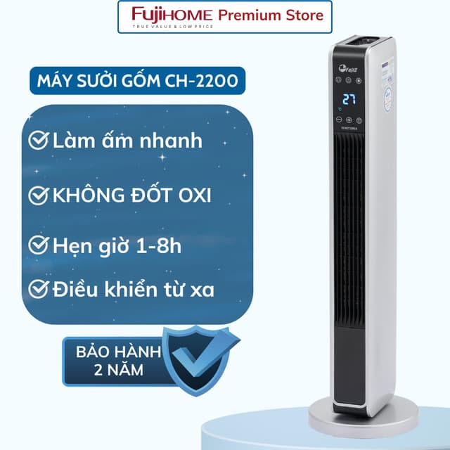 Quạt sưởi gốm Ceramic để sàn FujiE CH-2200 - Máy sưởi ấm đứng - không khô da - Bảo hành 24 tháng - Ảnh 7