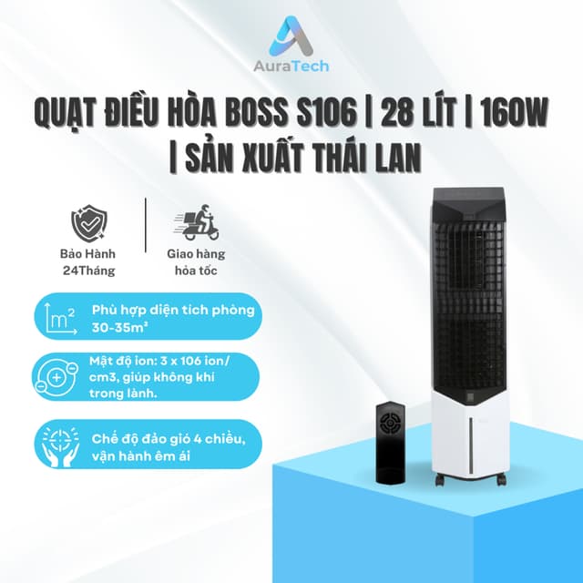 Quạt điều hòa Boss S106 | 28 lít | 160W - Bảo hành 24 tháng tại nhà - Ảnh 1