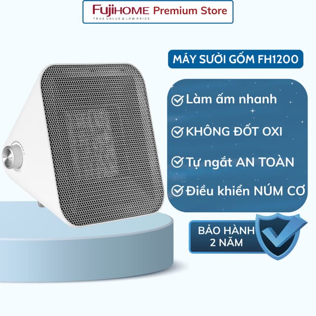 Quạt sưởi gốm mini để bàn nhập khẩu FUJIHOME FH1100 làm ấm nhanh -Bảo hành 24 tháng - Tiết kiệm điện - Ảnh 6