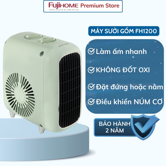 Quạt sưởi gốm mini FUJIHOME FH1200 Làm ấm nhanh- Không phát sáng - Không khô da - Tiết kiệm điện - Ảnh 6