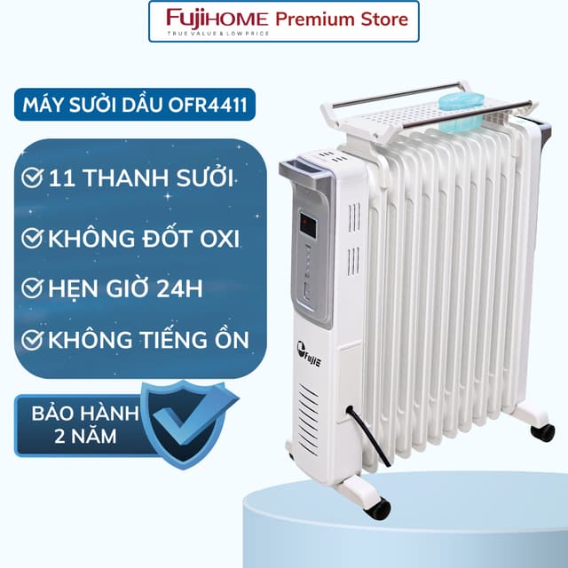 Máy sưởi dầu nhập khẩu FujiE OFR4411 máy sưởi ấm 11 thanh sưởi - Bảo hành 12 tháng - Ảnh 4