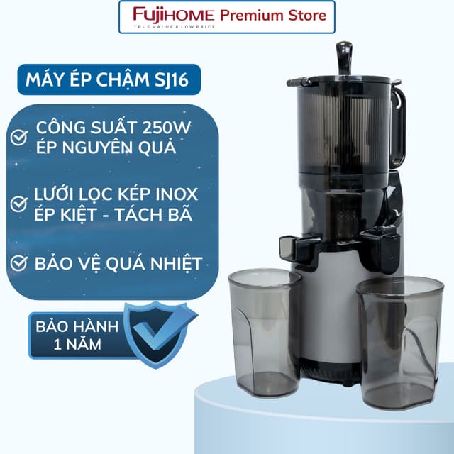 Máy Ép Chậm Nguyên Quả Fujihome SJ16 – Miệng 130mm, Ép Kiệt Bã, Giữ Trọn Dưỡng Chất - BH 12 Tháng - Ảnh 4