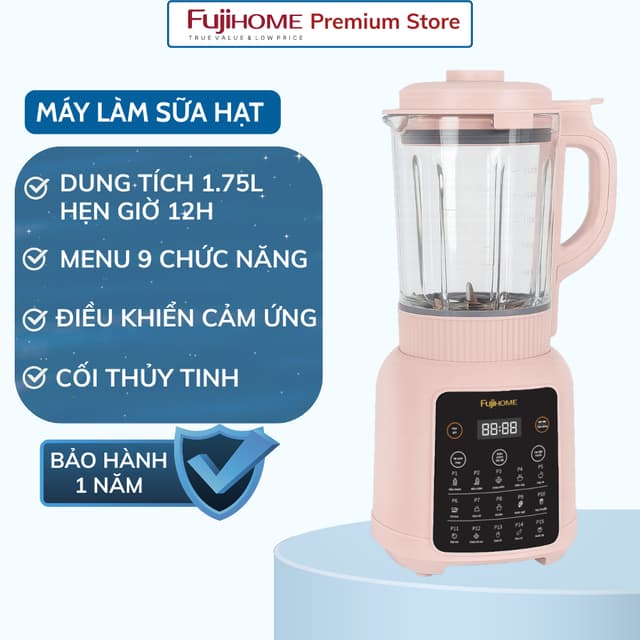 Máy Làm Sữa Hạt Đa Năng Fujihome SM01B – Cối Thủy Tinh 1.75L, Xay Nấu Nhanh, 9 Chế Độ Thông Minh - Ảnh 7