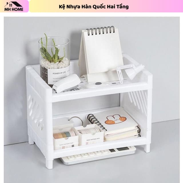 Kệ Nhựa Hai Tầng Sắp Xếp Gọn Gàng Để Bàn 2 Tầng - Kệ Nhựa Mini để bàn, Giá sách và kệ để phụ kiện - Ảnh 12