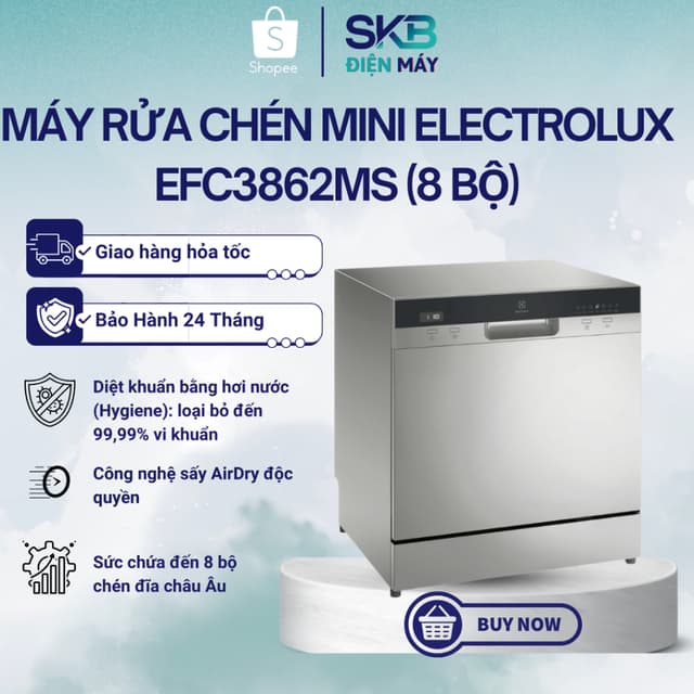 Máy Rửa Chén Mini Electrolux 8 bộ EFC3862MS - Bảo Hành 24 Tháng - Ảnh 4