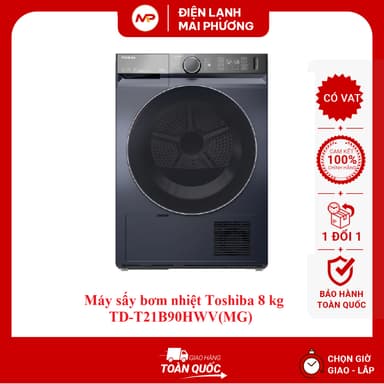 So sánh giá [FREE SHIP+ LẮP ĐẶT HN]Máy sấy bơm nhiệt Toshiba 8 kg TD-T21B90HWV(MG) - Bảo hành tại nhà 2 năm rẻ nhất?