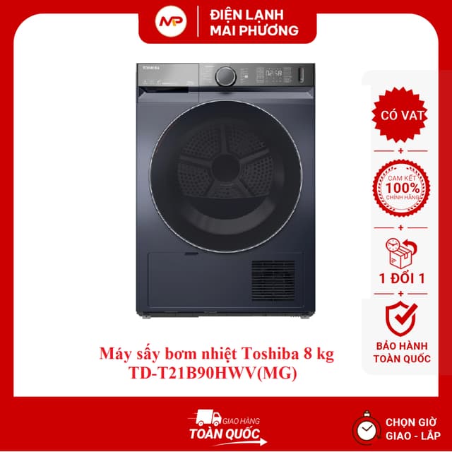[FREE SHIP+ LẮP ĐẶT HN]Máy sấy bơm nhiệt Toshiba 8 kg TD-T21B90HWV(MG) - Bảo hành tại nhà 2 năm - Ảnh 11