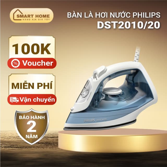 Bàn Ủi, Bàn Là Hơi Nước Philips DST2010/20, công suất 2000W, ủi nhanh| Bảo hành 2 năm toàn quốc - Ảnh 1