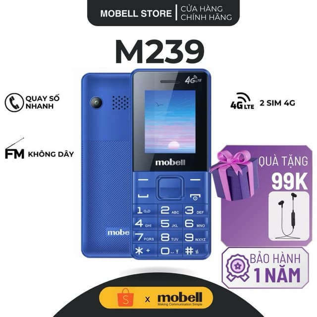 [Mua 1 được 2] Mobell M239 – Điện Thoại 4G Chính Hãng, Pin Trâu, 2 SIM, Loa To, Bảo Hành 12 Tháng - Ảnh 9