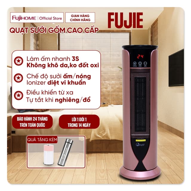 Máy sưởi gốm Nhập Khẩu không khô da điều khiển từ xa FujiE CH-1600RM, quạt sưởi ấm phòng mini không đốt oxi heaters - Ảnh 8