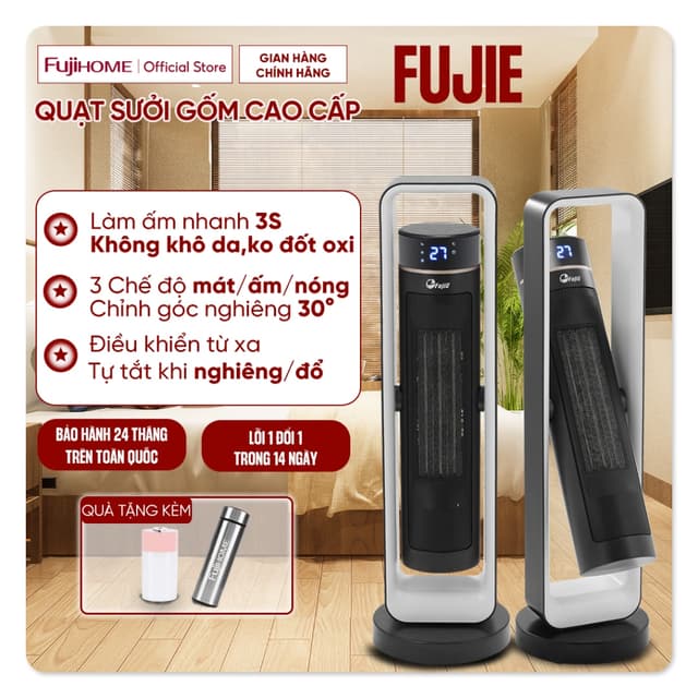 Máy sưởi gốm không khô da điều khiển từ xa Nhập Khẩu FujiE CH-2400, quạt sưởi ấm phòng không đốt oxi tiết kiệm điện - Ảnh 1