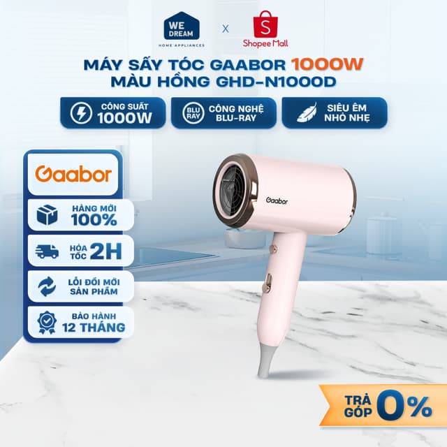 GHD-N1000D - Máy Sấy Tóc Gaabor GHD-N1000D 1000W Màu Hồng - Hàng Chính Hãng, Mới 100% - Ảnh 9