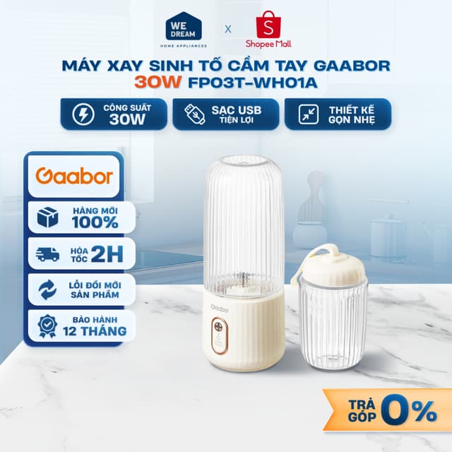 FP03T-WH01A - Máy Xay Sinh Tố Cầm Tay Gaabor FP03T-WH01A 30W - Hàng Chính Hãng, Mới 100% - Ảnh 8