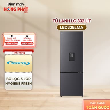 So sánh giá Tủ Lạnh LG Inverter 332 Lít LBD33BLMA - Ngăn Đá Dưới - Lấy Nước Ngoài - Ngăn Đông Mềm rẻ nhất?