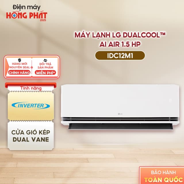 [GIAO TOÀN QUỐC] Máy Lạnh LG Inverter 1.5 HP IDC12M1 - Điều Hòa DUALCOOL™AI Air 1 Chiều - Kết Nối Từ XaThinQ - Ảnh 11