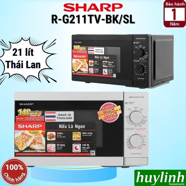 Lò vi sóng cơ có nướng 21 lít Sharp R-G211TV-BK/SL - Sản xuất Thái Lan - Ảnh 4