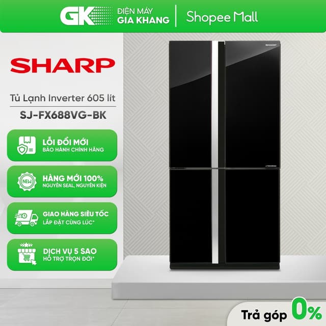SJ-FX688VG-BK - Tủ Lạnh Sharp Inverter 605 Lít Multi Door FX688VG [Freeship HCM] - Ảnh 2