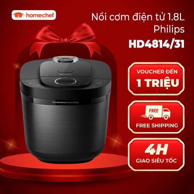 Nồi cơm điện tử Philips 1.8 lít HD4814/31 | Hàng chính hãng. Bảo hành 2 năm toàn quốc. - Ảnh 3