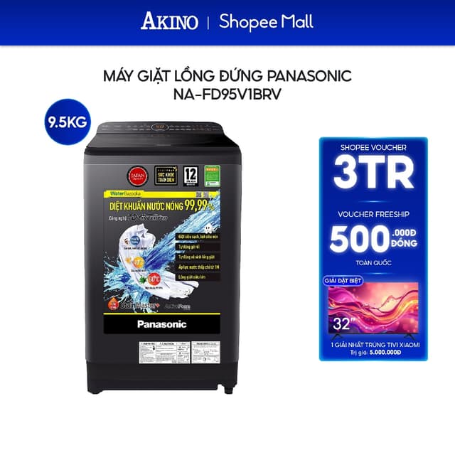 Máy giặt Lồng Đứng Panasonic Inverter 9.5 Kg NA-FD95V1BRV - Hàng Chính Hãng - Ảnh 7