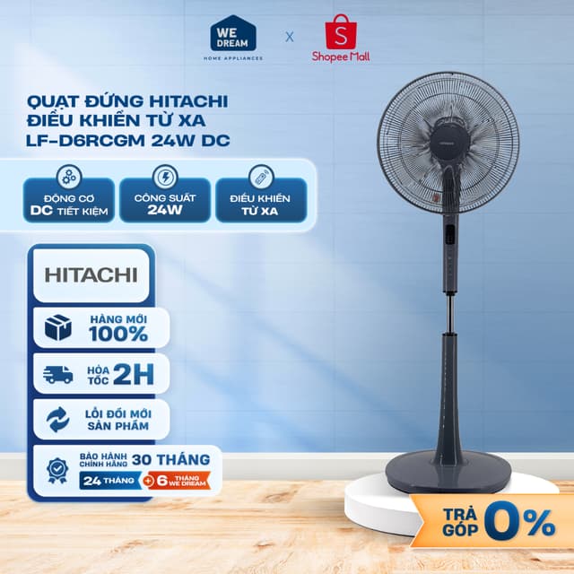 LF-D6RCGM - Quạt Đứng Hitachi LF-D6RCGM 24W - Tiết Kiệm điện, Điều Khiển Từ Xa - Hàng Chính Hãng, Mới 100% - Ảnh 2