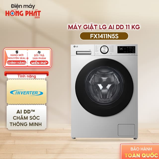 [GIAO TOÀN QUỐC] Máy Giặt LG AI DD Inverter 11 Kg FX1411N5S - Máy Giặt Cửa Trước Tiết Kiệm Điện - Ảnh 10