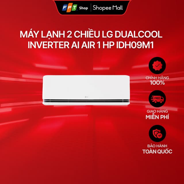 [Chỉ GH tận nơi] Máy lạnh 2 chiều LG DUALCOOL Inverter AI Air 1 HP IDH09M1 - Ảnh 1
