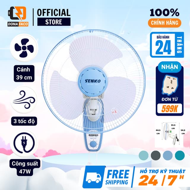 Quạt treo tường 2 dây Senko TC1626 3 cánh gió mạnh công suất 47W chính hãng bảo hành 24 tháng - Ảnh 5