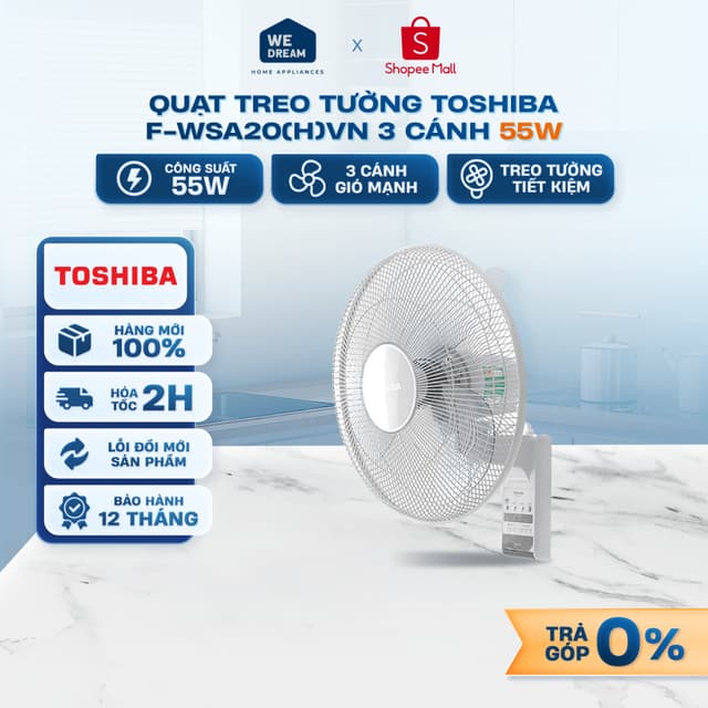 F-WSA20(H)VN - Quạt Treo Tường Toshiba 3 Cánh F-WSA20(H)VN 55W - Hàng Chính Hãng, Mới 100% - Ảnh 10